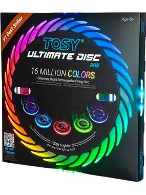 TOSY Flying Disc Frisbee 108 RGB Multicolor LEDs, Super Bright, Smart Modes
